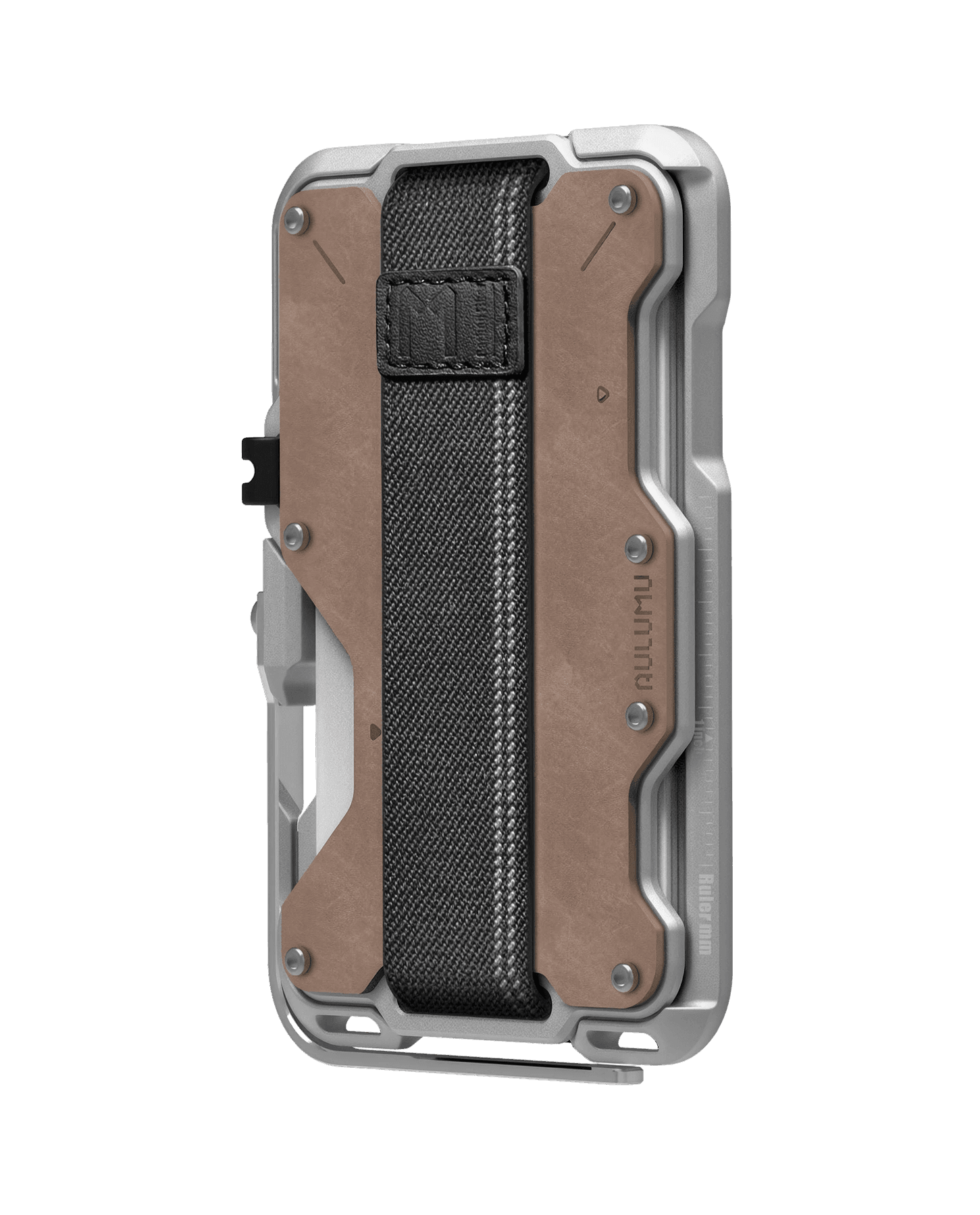 G03 Multi-Tool Magnetic Metal Wallet in Mechanical silver and brown leather, view 7
