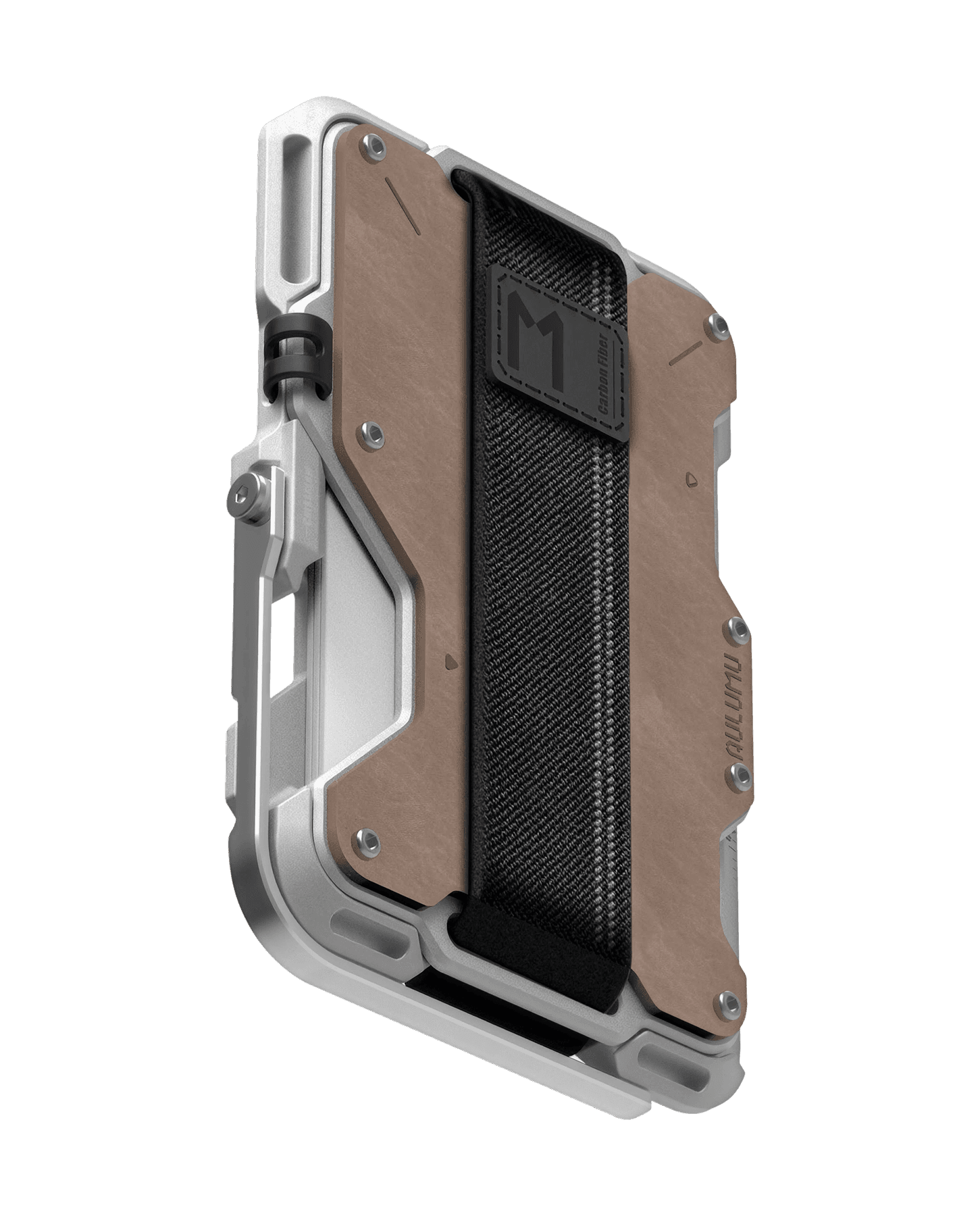 G03 Multi-Tool Magnetic Metal Wallet in Mechanical silver and brown leather, view 8