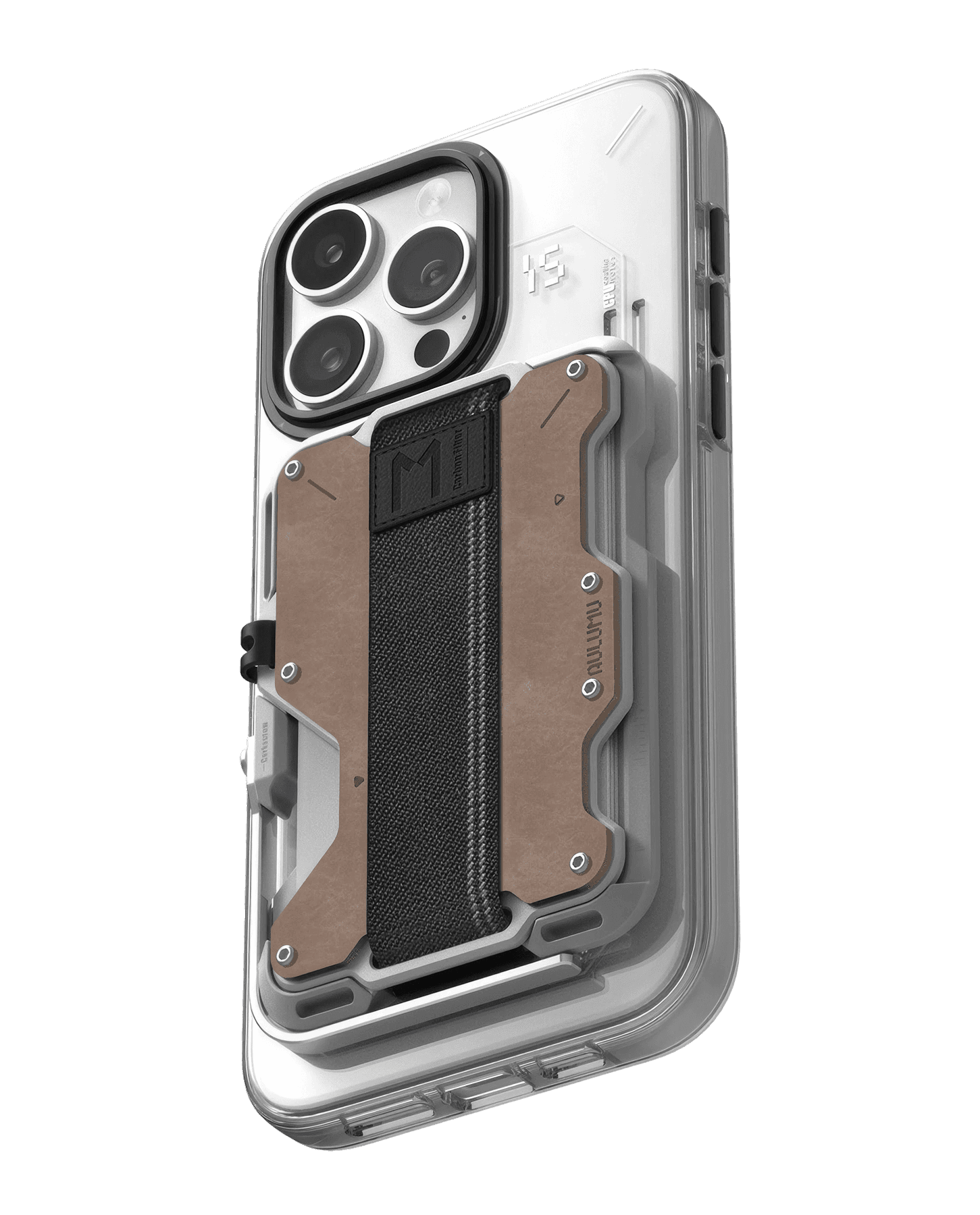 G03 Multi-Tool Magnetic Metal Wallet in Mechanical silver and brown leather, view 9