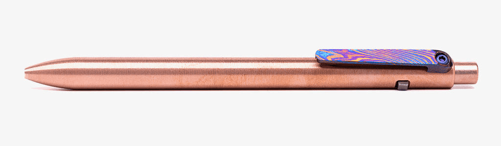 Side Click Pen in Titanium, copper, bronze, or dark zirconium, view 8
